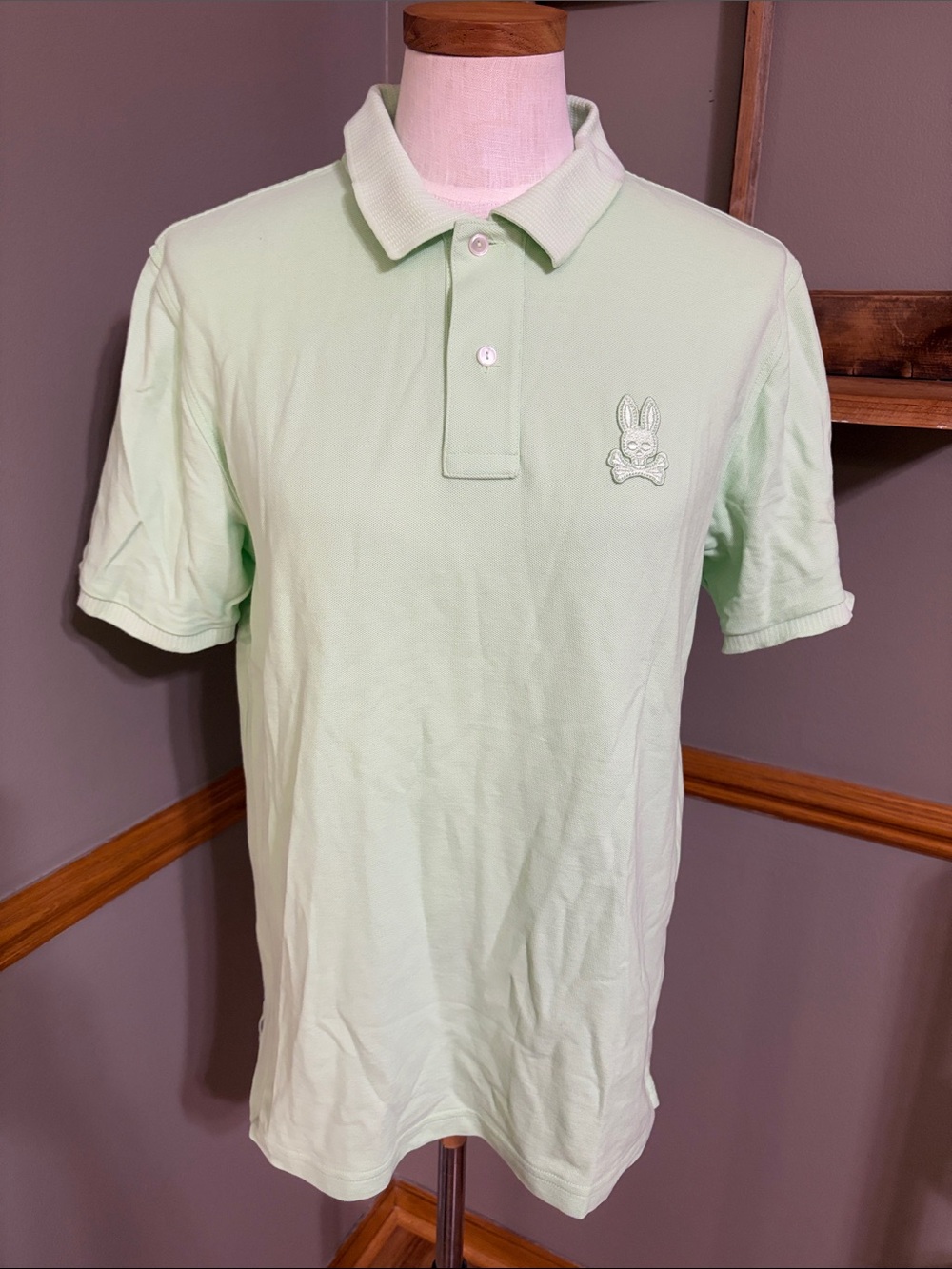 Psycho Bunny mint green Pima cotton polo shirt size 6